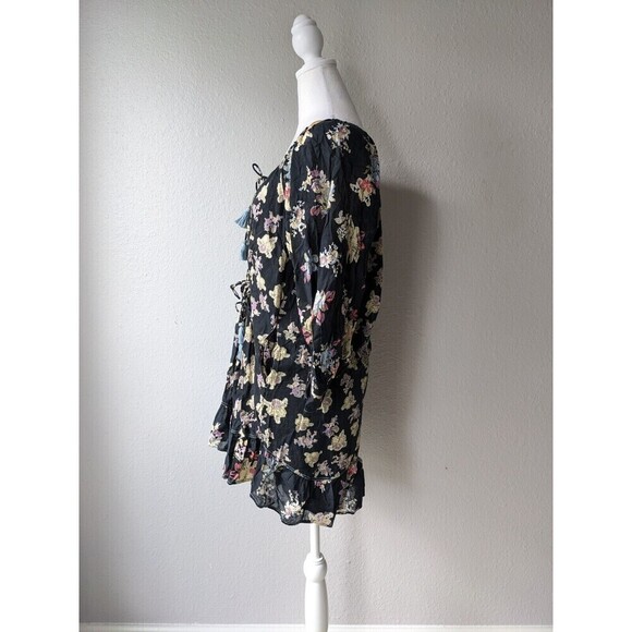 Free People Camella Mini Dress Floral Printed Cotton Ruffle Ruched Sz XS Boho - Picture 6 of 9